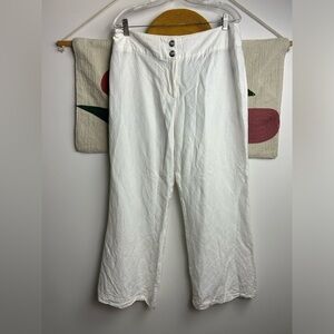 East 5th Linen white wide pants Size 14 minimalist boho